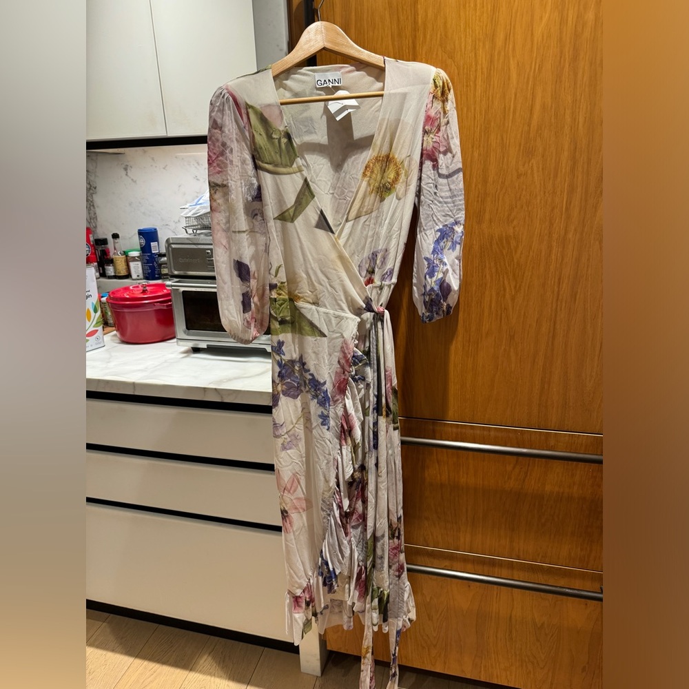 Ganni floral wrap dress